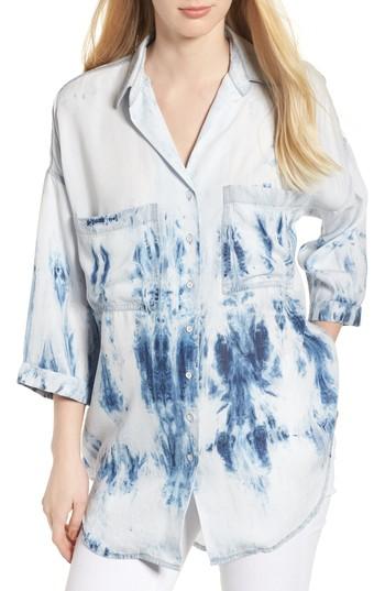 Women's Dl1961 Hester Orchard Tie Dye Chambray Shirt - Blue