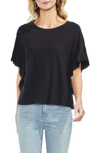 Women's Vince Camuto Ruffle Sleeve Tee, Size - Black