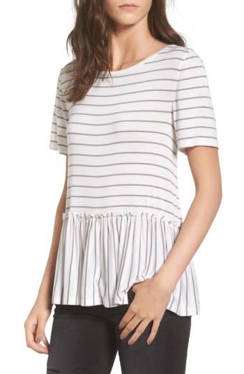 Women's Bp. Remix Stripe Peplum Top, Size - White