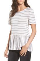 Women's Bp. Remix Stripe Peplum Top, Size - White