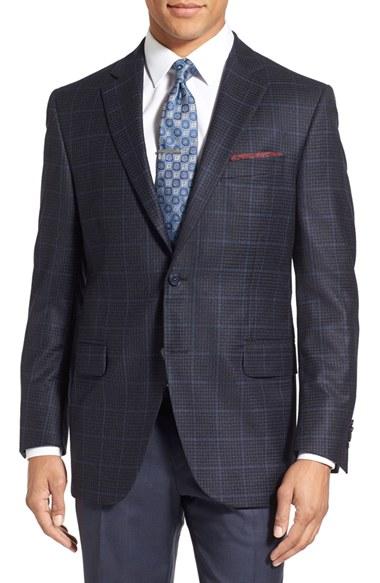 Men's Peter Millar 'flynn' Classic Fit Plaid Wool Sport Coat L - Blue