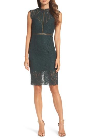 Women's Bardot Lace Sheath Dress - Green