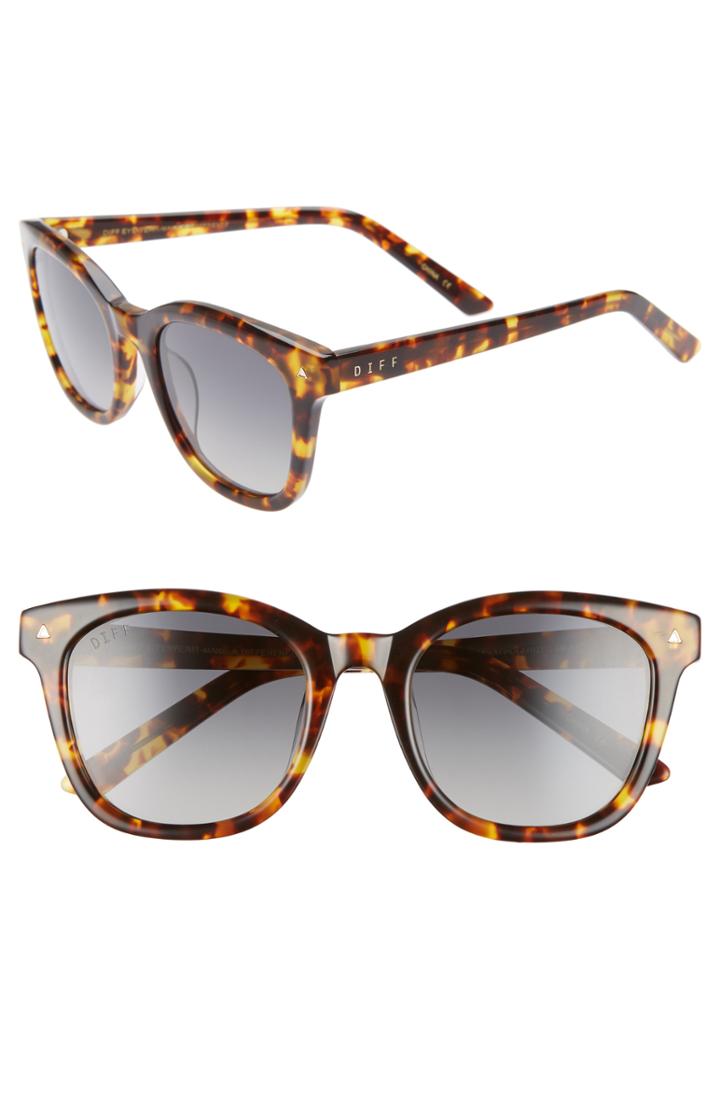 Women's Diff Ryder 52mm Polarized Sunglasses - Amber Tortoise/ Steel Gradient