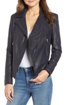Women's Marc New York Feather Leather Moto Jacket - Brown
