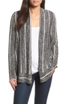 Women's Chaus Marled Stripe Open Front Cardigan - Black