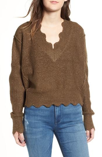 Women's Love By Design Scallop Sweater - Green