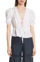 Women's Cinq A Sept Keira Tie Front Silk Top - White