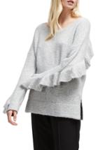 Women's French Connection Emilde Ruffle Detail Sweater - Grey