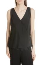 Women's Vince Wrap Hammered Satin Tank - Black