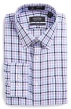 Men's Nordstrom Men's Shop Smartcare(tm) Trim Fit Check Dress Shirt 34/35 - Purple