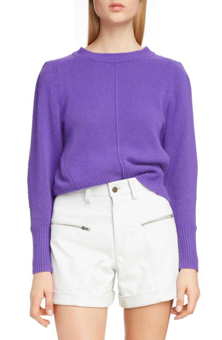 Women's Isabel Marant Puff Sleeve Cashmere Sweater Us / 38 Fr - Purple