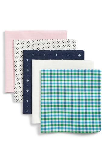 Men's 1901 5-pack Cotton Pocket Squares, Size - Pink