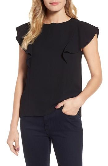 Women's Draper James Solid Ruffle Top - Black