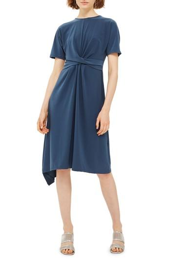 Women's Topshop Twist Front Jersey Midi Dress Us (fits Like 0) - Grey