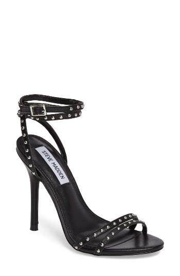 Women's Steve Madden Wish Studded Strappy Sandal .5 M - Black