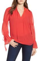Women's Chelsea28 Ruffle Collar Pleat Cuff Top, Size - Red