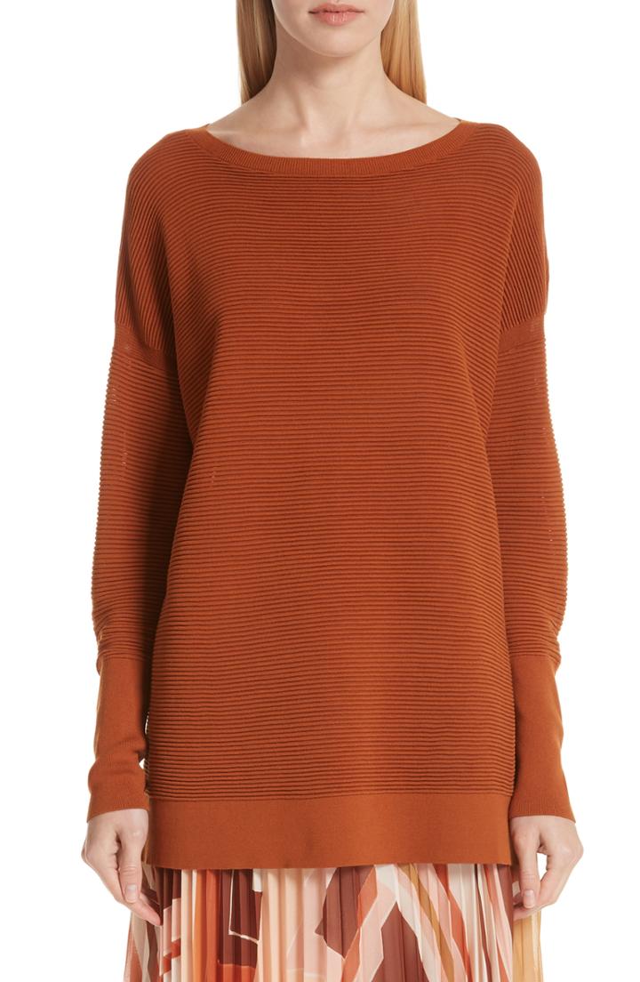 Women's Lafayette 148 New York Ribbed Tunic Sweater - Orange