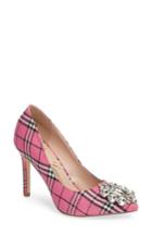 Women's Lauren Lorraine Giselle Embellished Plaid Pump M - Pink