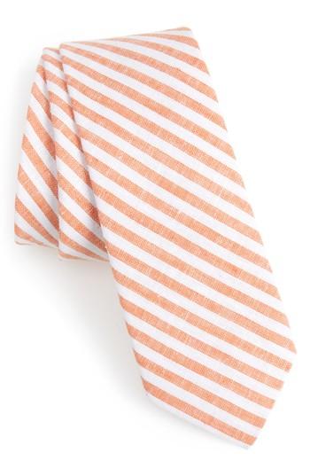 Men's Nordstrom Men's Shop Telary Stripe Cotton Skinny Tie, Size - Orange