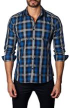 Men's Jared Lang Trim Fit Oversize Check Sport Shirt - Blue