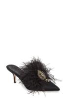 Women's Tory Burch Elodie Embellished Feather Mule M - Black