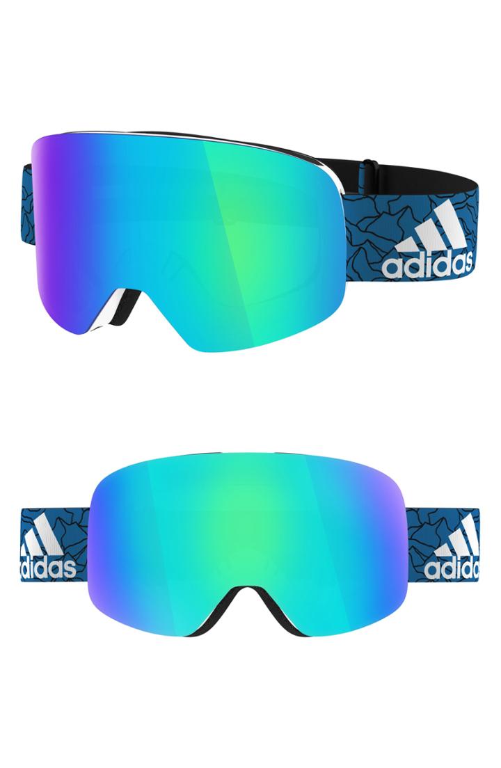 Women's Adidas Backland Spherical Mirrored Snowsports Goggles - Shiny White/ Blue