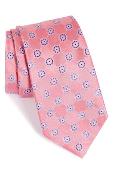 Men's Nordstrom Men's Shop Medallion Silk Tie, Size - Pink