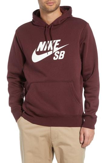 Men's Nike Sb Icon Essential Hoodie - Burgundy