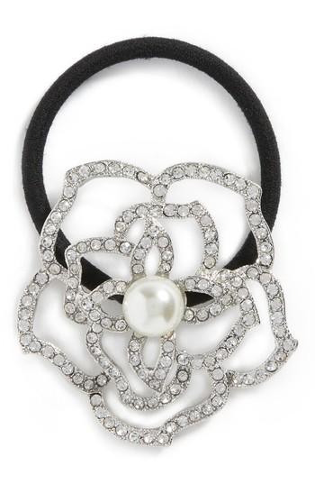 Tasha Flower Garden Crystal Ponytail Holder, Size - Metallic