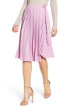 Women's Leith Asymmetrical Pleated Faux Wrap Skirt, Size - Purple