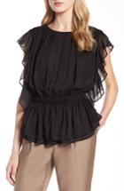 Women's Halogen Ruffle Chiffon Blouse - Black