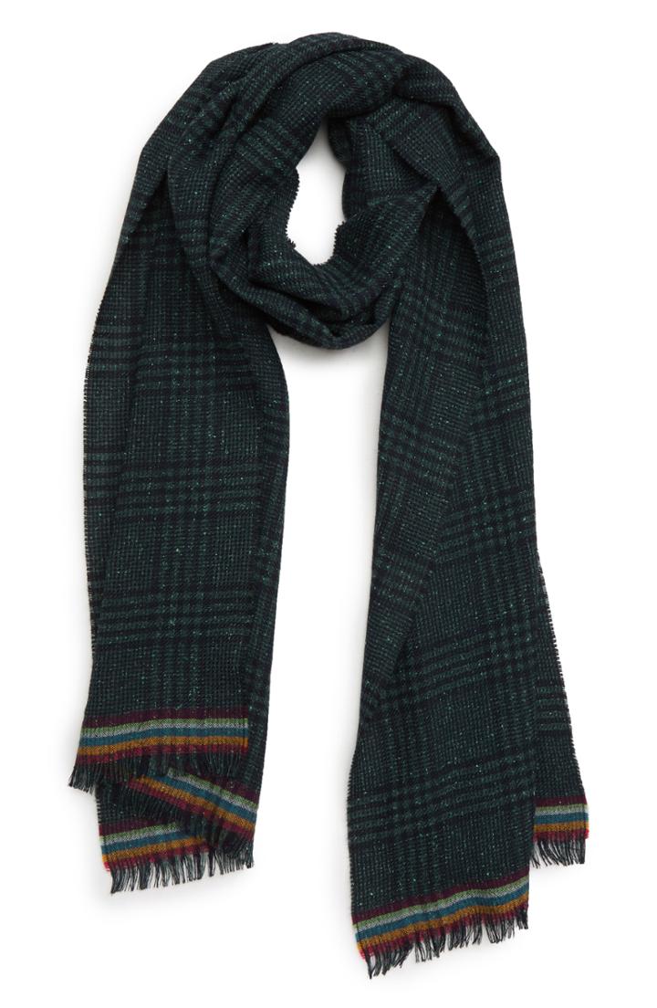 Men's Paul Smith Neppy Check Scarf, Size - Green