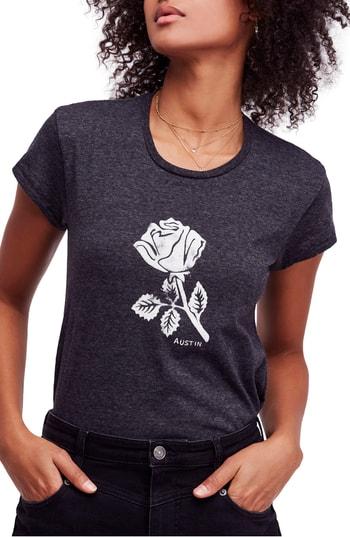 Women's Free People Rose Graphic Tee - Black