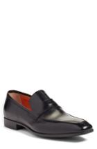 Men's Santoni Fisk Square Toe Penny Loafer D - Black