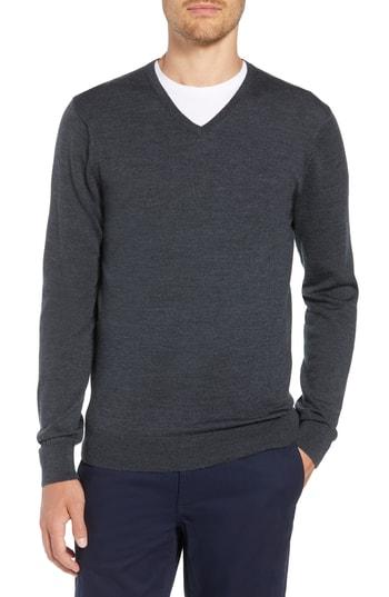Men's Bonobos Slim Fit V-neck Merino Wool Sweater - Grey