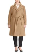 Women's Lauren Ralph Lauren Wool Blend Wrap Coat, Size 14 - Beige (regular & ) (online Only)