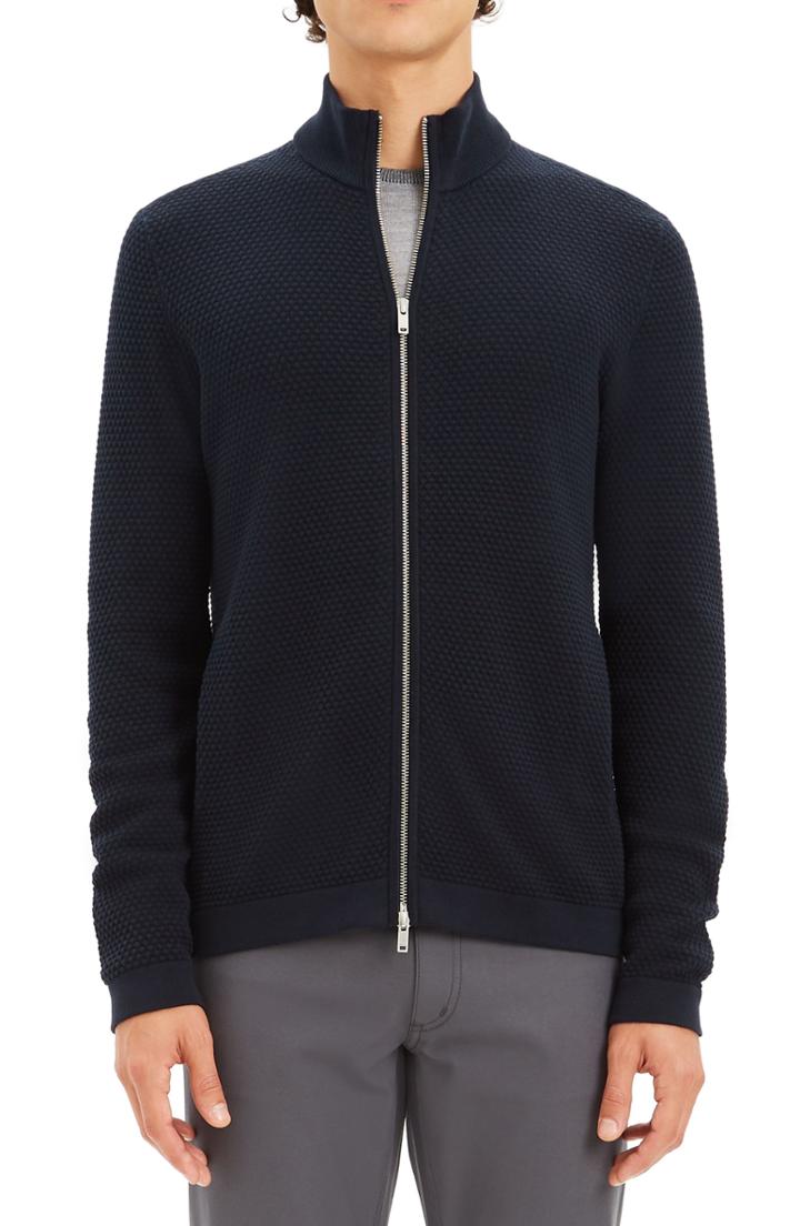 Men's Theory Udeval Breach Fit Zip Sweater, Size Medium - Blue