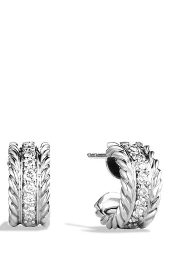 Women's David Yurman 'cable Classics' Extra-small Earrings With Diamonds