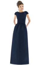 Women's Alfred Sung Cap Sleeve Dupioni Full Length Dress - Blue