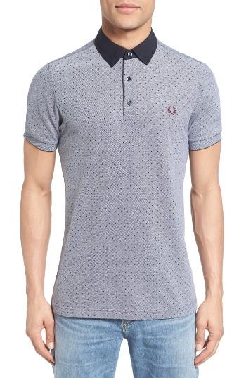 Men's Fred Perry Polka Dot Pique Polo - Blue