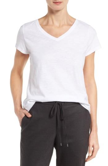 Petite Women's Eileen Fisher Organic Cotton V-neck Tee P - White
