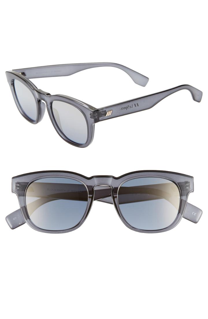Women's Le Specs Block Party 49mm Round Sunglasses - Slate