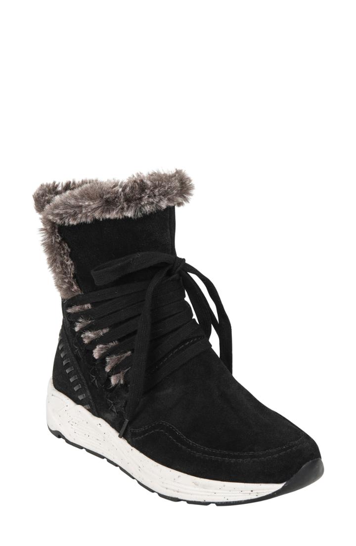 Women's Earth Roamer Faux Fur Trim Boot .5 M - Black