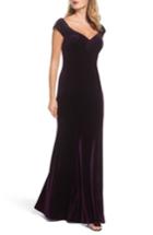 Women's La Femme Sweetheart Rhinestone Velvet Gown - Purple