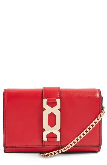 Topshop Rome Hex Hardware Crossbody Bag - Red