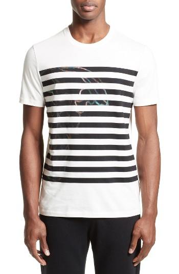 Men's Versace Collection Hologram Stripe T-shirt, Size - White