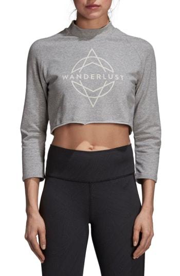 Women's Adidas Wanderlust Crop Tee, Size - Grey