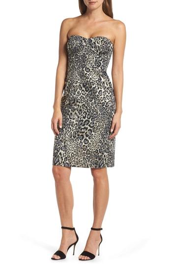 Women's J.crew Strapless Metallic Leopard Spot Party Dress - Black