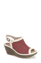 Women's Fly London 'yile' Perforated Slingback Wedge -9.5us / 40eu - Red