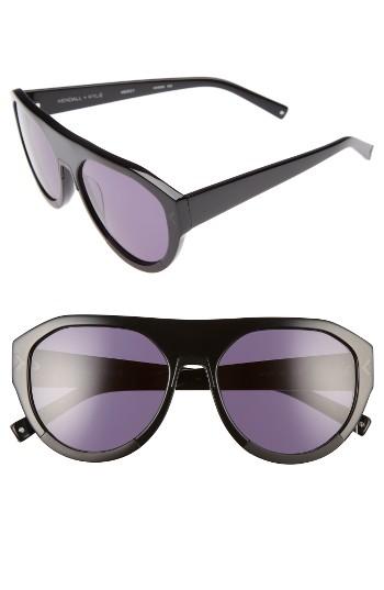 Women's Kendall + Kylie Mercy 55mm Aviator Sunglasses - Shiny Black/ Black Metal